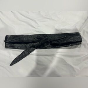 Black Faux Leather Wrap Belt